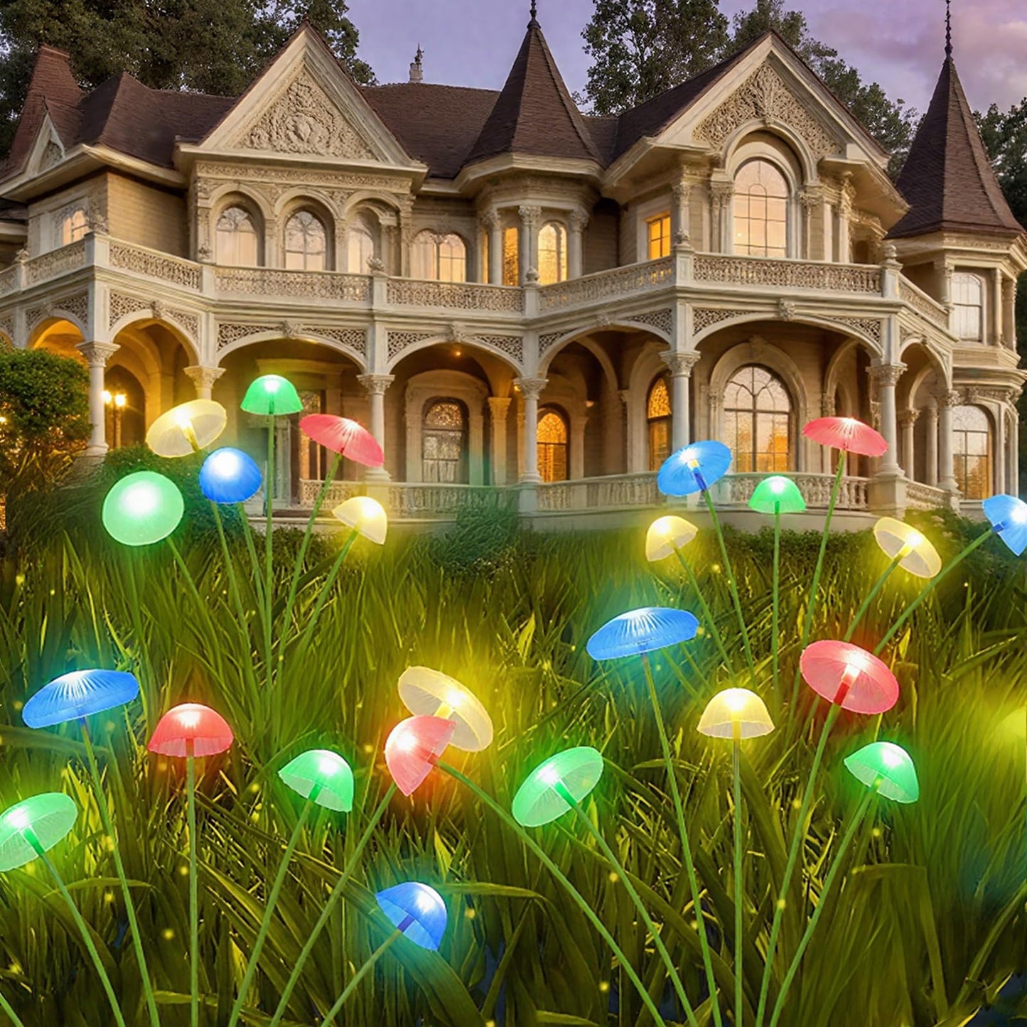 Solar Mushroom Light Outdoor Waterproof,Garden Patio Decorative 4 Colour Lights for Patio Lawn,Landscape Lighting Large Bulbs,Starlight Windswept Lights,Great Gift for Women for Gardening,2 Packs