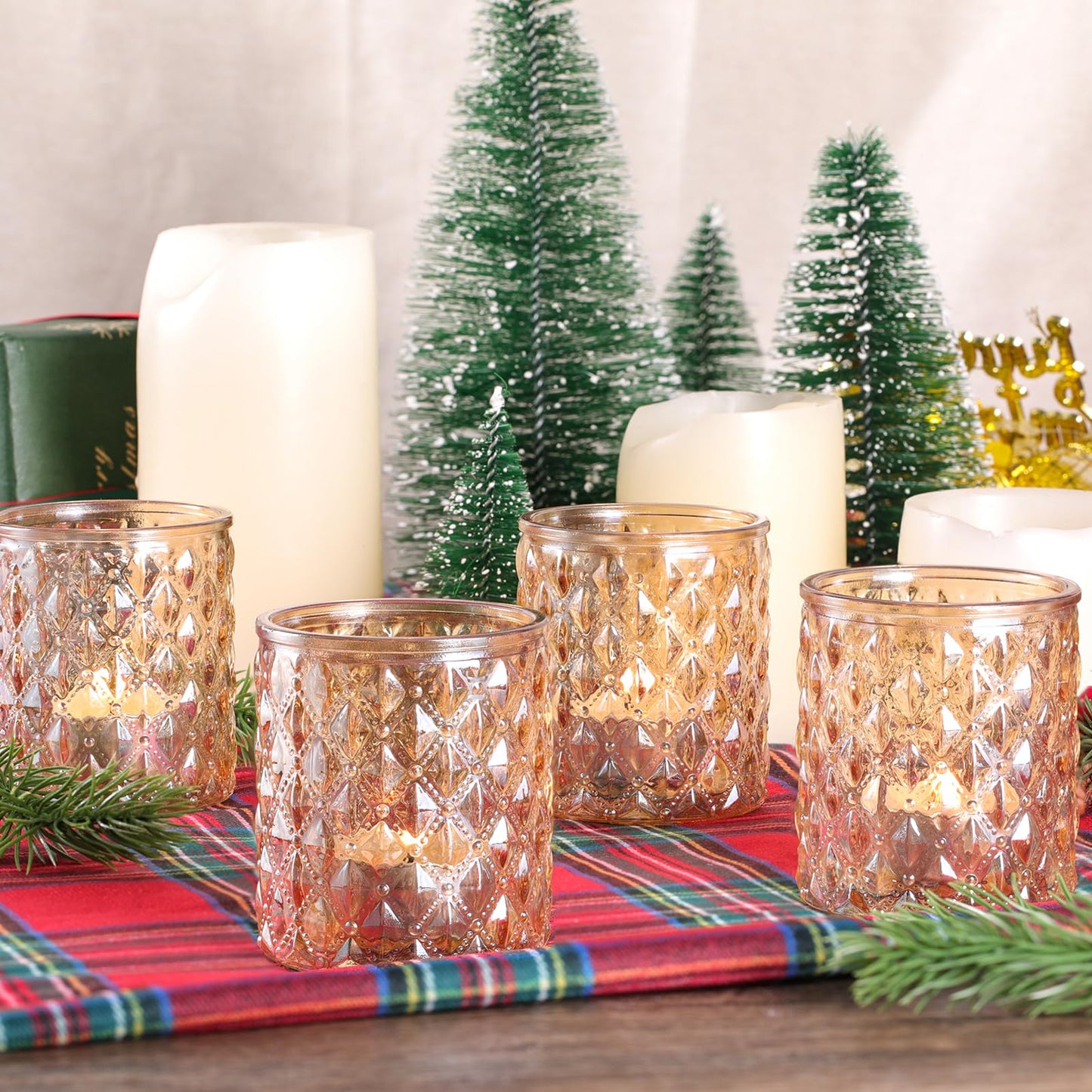 MATAHUM 12 Pcs Large Votive Candle Holders 2.8 * 3.2 inch Gold Tea Light Candle Holders Glass Candle Holder for Bridal Shower, Wedding, Table Centerpiece, Party, Home Decor