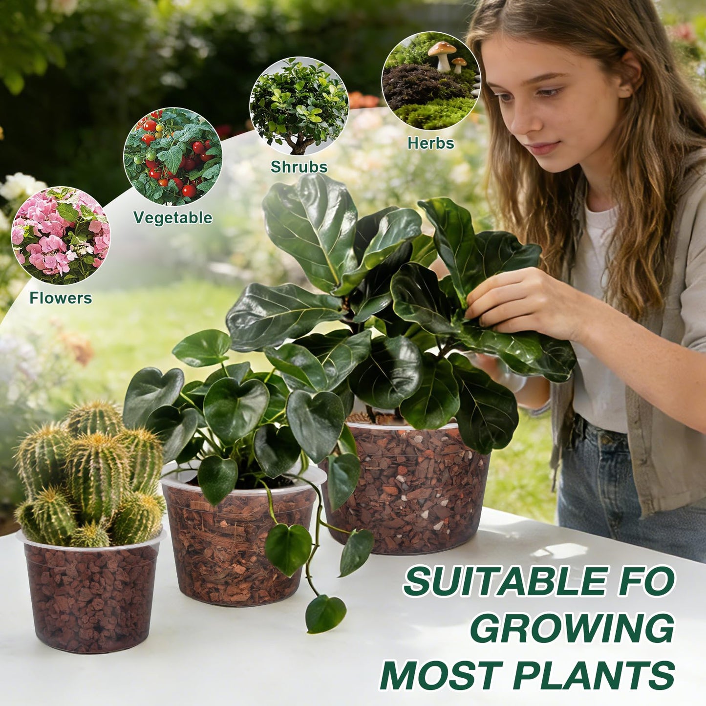 GUGEMEI 12/10/8 Inch Clear Nursery Pots with Drainage Holes, 12 Pack Flexible Large Plant Pots for Plants, Plastic Clear Pots for Seedling, Shrubs, Herbs, Flowers, Vegetables