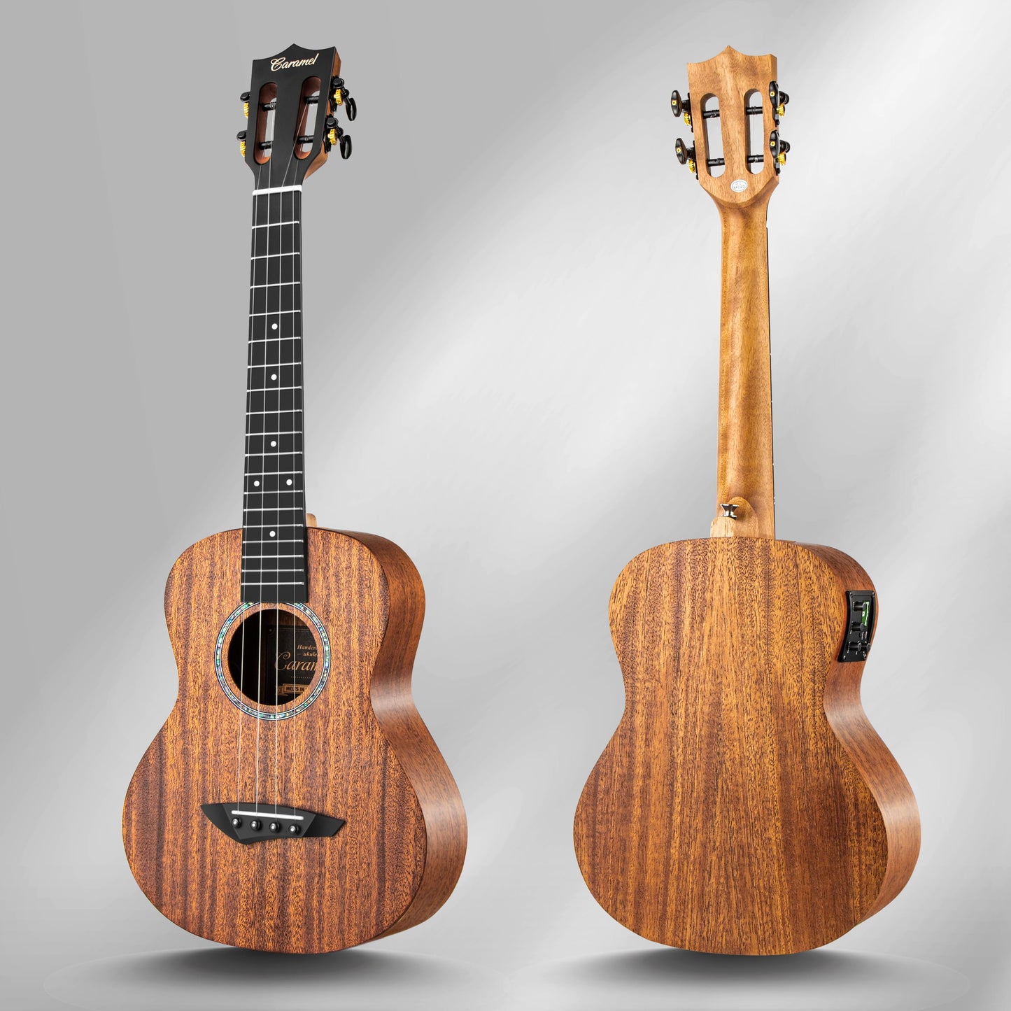 26 inch Caramel CT402 All Solid Mahogany Tenor Ukulele LCD color display Electric Uke Beginners Guitar Starter Pack Bundle Gig bag Strap Ukelele Set