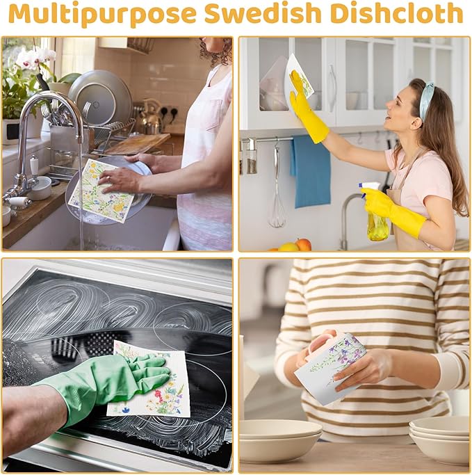 6 Pack Wildflower Swedish Dishcloths