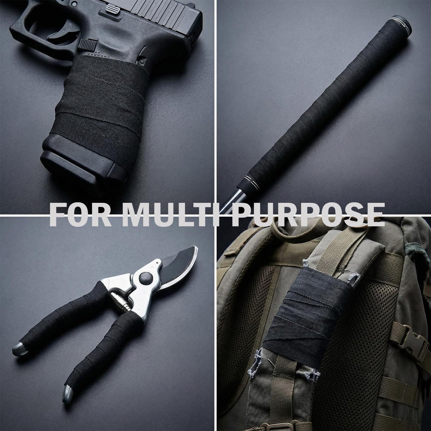 Nowindsy Gun Grip Tape,Tactical Tape 1.5" Non-Reflective Improve Grip Multipurpose Wrap Tape for Rifles, ShotgunsGun, Magazine, Tactical Geer, Sport Handle, Gardening Tools (2-Roll)