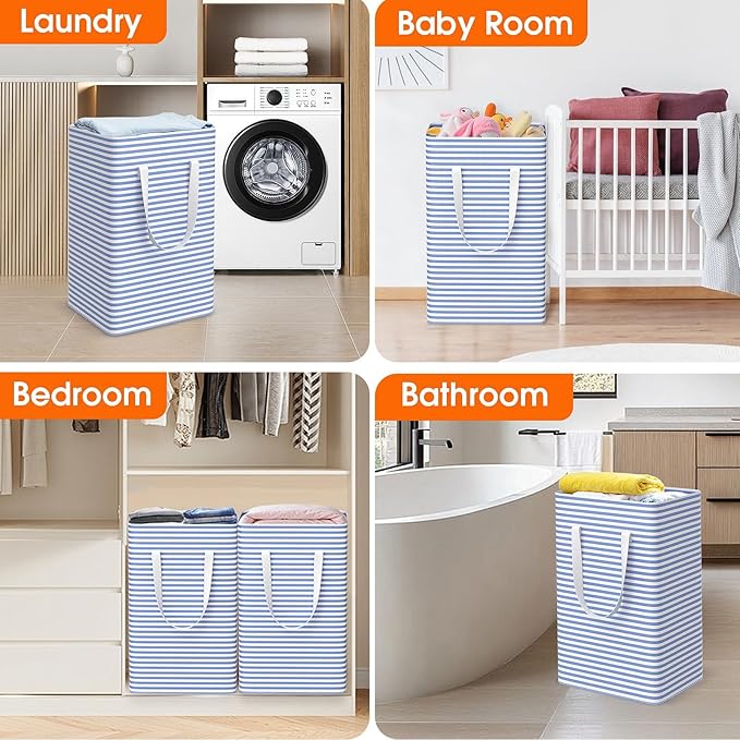 3 Pack Large Laundry Basket, Waterproof & Freestanding Laundry Hamper,