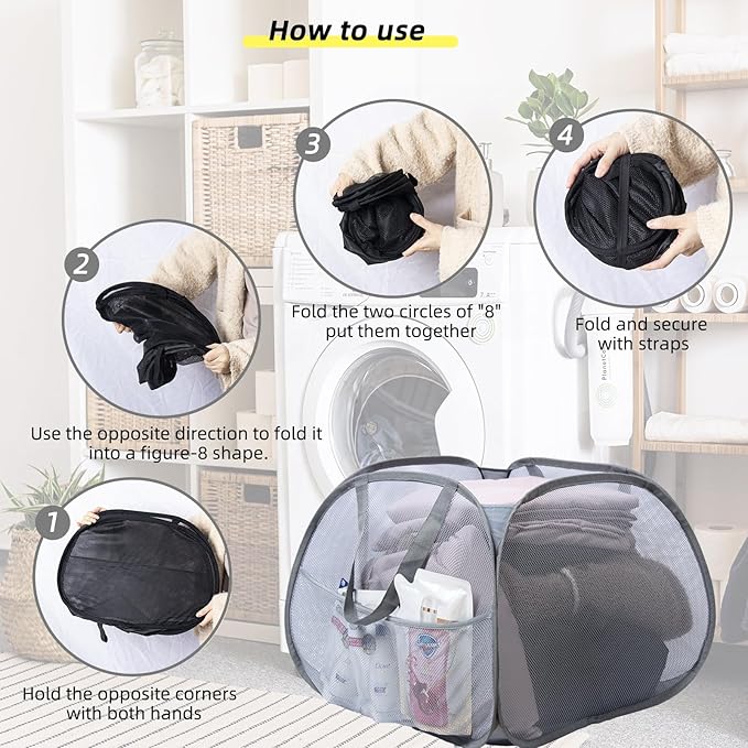 Collapsible Laundry Basket, 90L Foldable Pop-up Laundry Hamper
