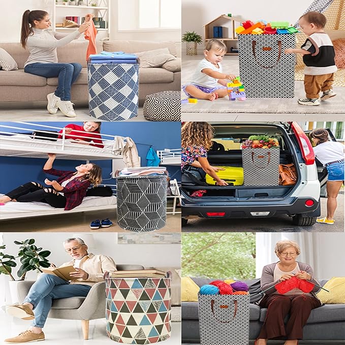 Waterproof Laundry Hamper Collapsible Laundry Basket Leather Handle Laundry Bag