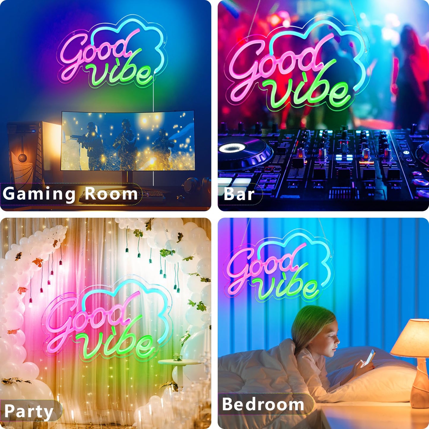 Good Vibe Neon sign Led Neon Lights Pink Wall Decor for Bedroom Led Sign USB Powered for Wall Decor Dimmable for Christmas Thanksgiving Birthday Party Girls Gifts