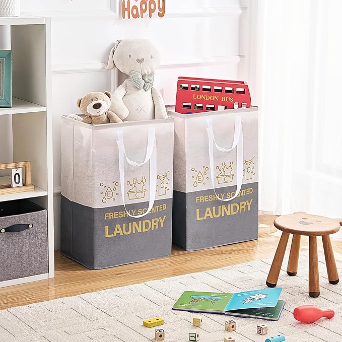 ELONG HOME 2 Pack Laundry Baskets, 92L Freestanding Laundry Basket