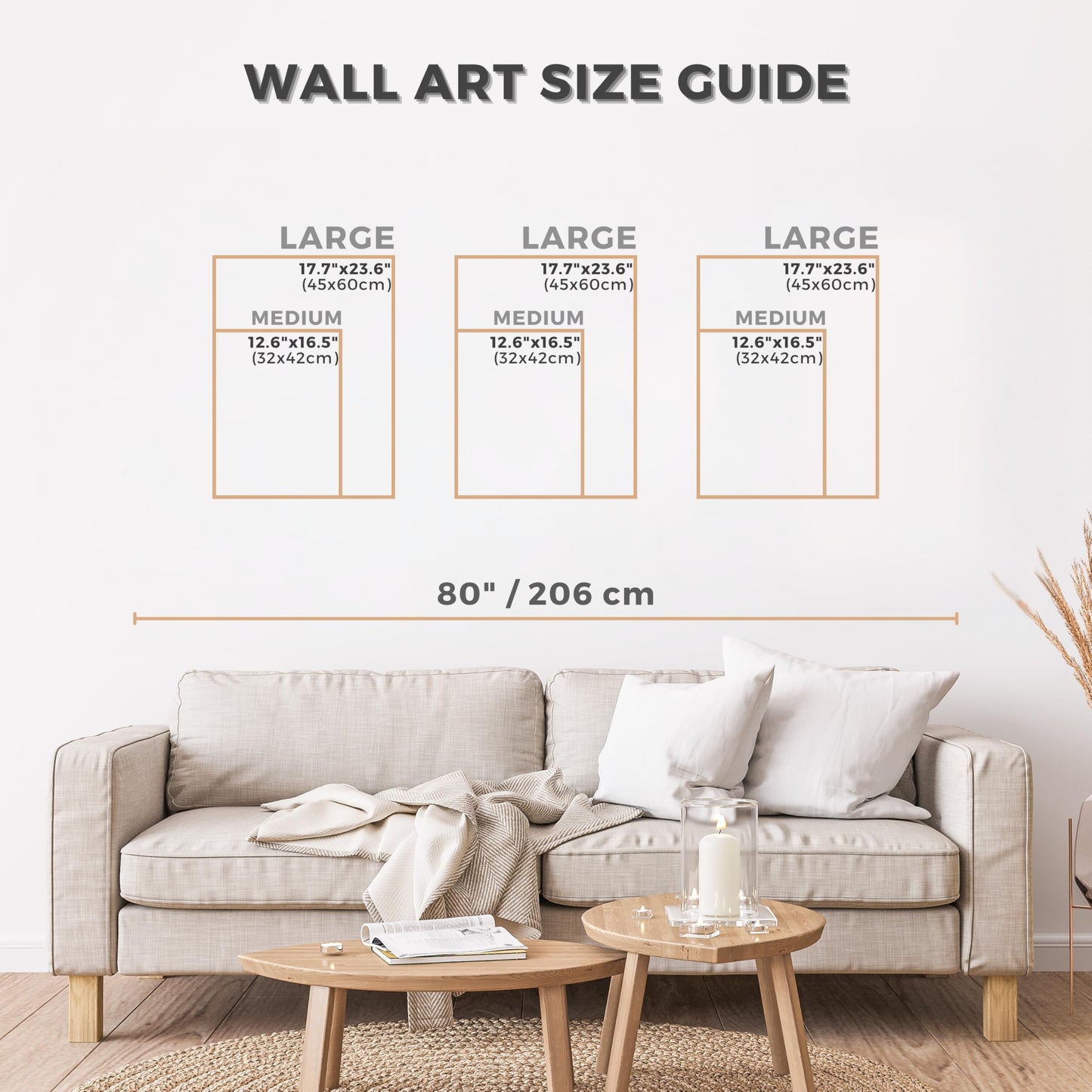 qmmp Modern Wooden Wall Sculptures - Set of 3 - MDF - Oak - Home Decor Accent - Large Wall Art for Living Room, Bedroom, Office - Easy Installation (Oak, Medium - Mountain and Sun, Unframed)