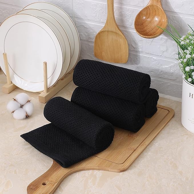 Kitinjoy 100% Cotton Waffle Weave Kitchen Hand Towels