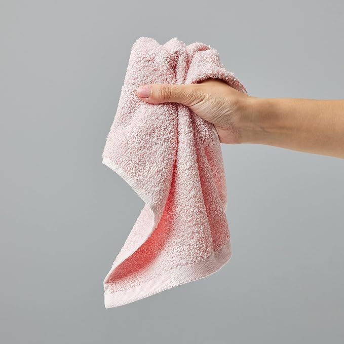 Amazon Basics washcloth for Bathroom, 100% Cotton Extra Absorbent, Fast Drying