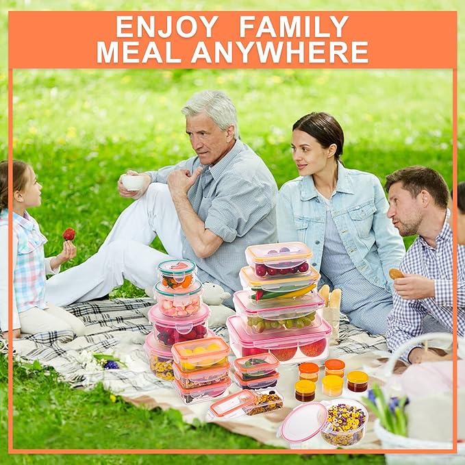 38 Pcs Large Food storage containers-85 oz to Small Container Stackable Kitchen