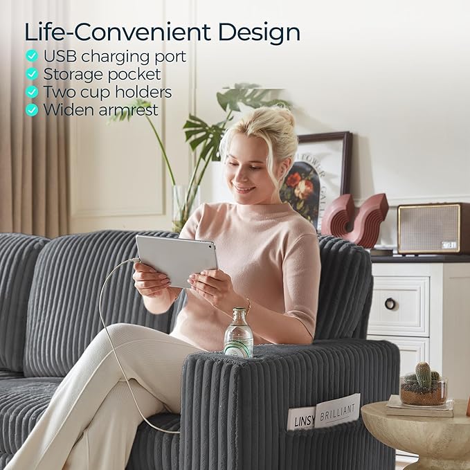 LINSY HOME Sectional Sleeper Sofa Pull Out Couches