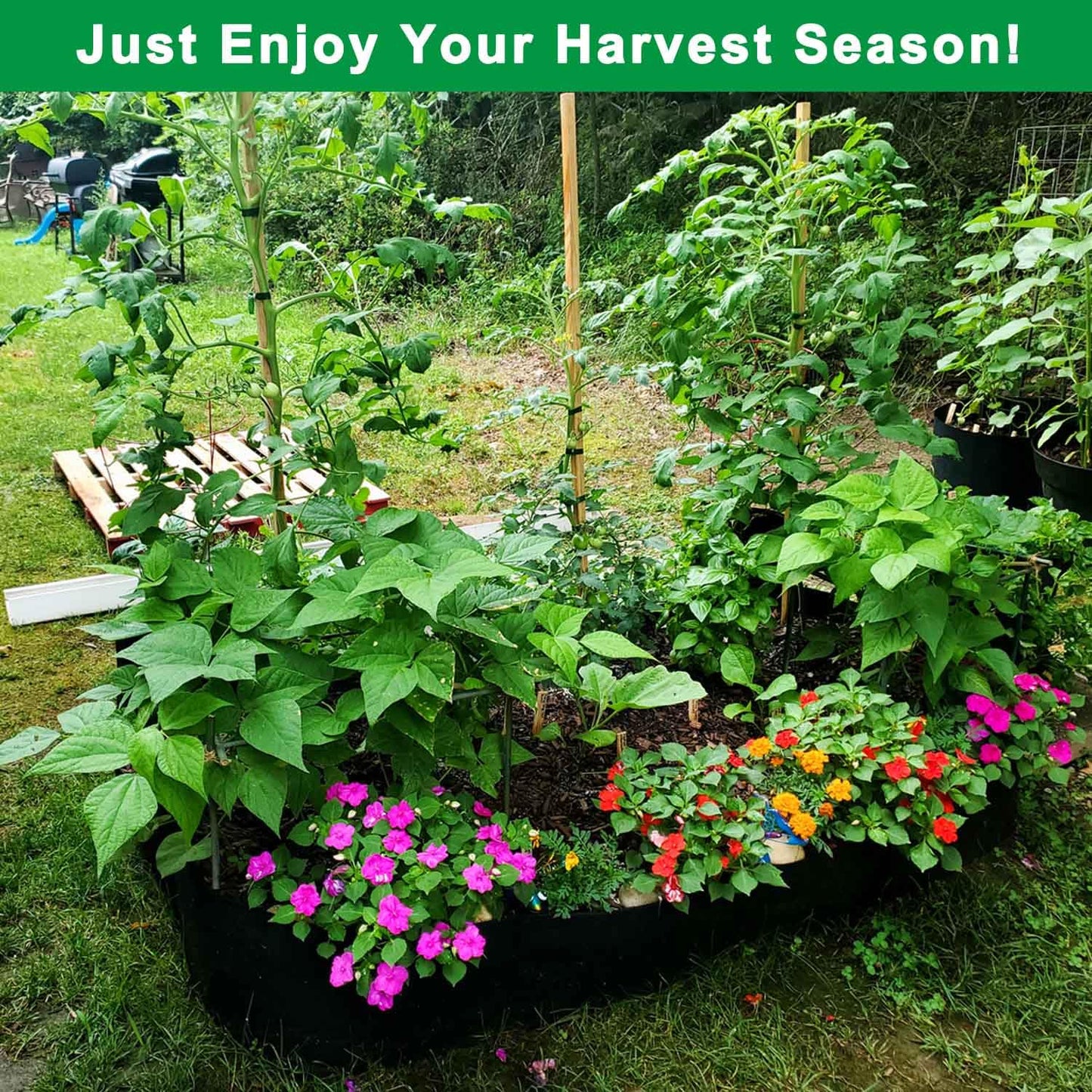 KLEWEE Fabric Raised Garden Bed, 128 Gallon 6 x 3FT Garden Growing Bags for Planting Vegetables, Flowers and Herbs, Breathable Plant Bed Large Grow Planter Bags 8 Grids