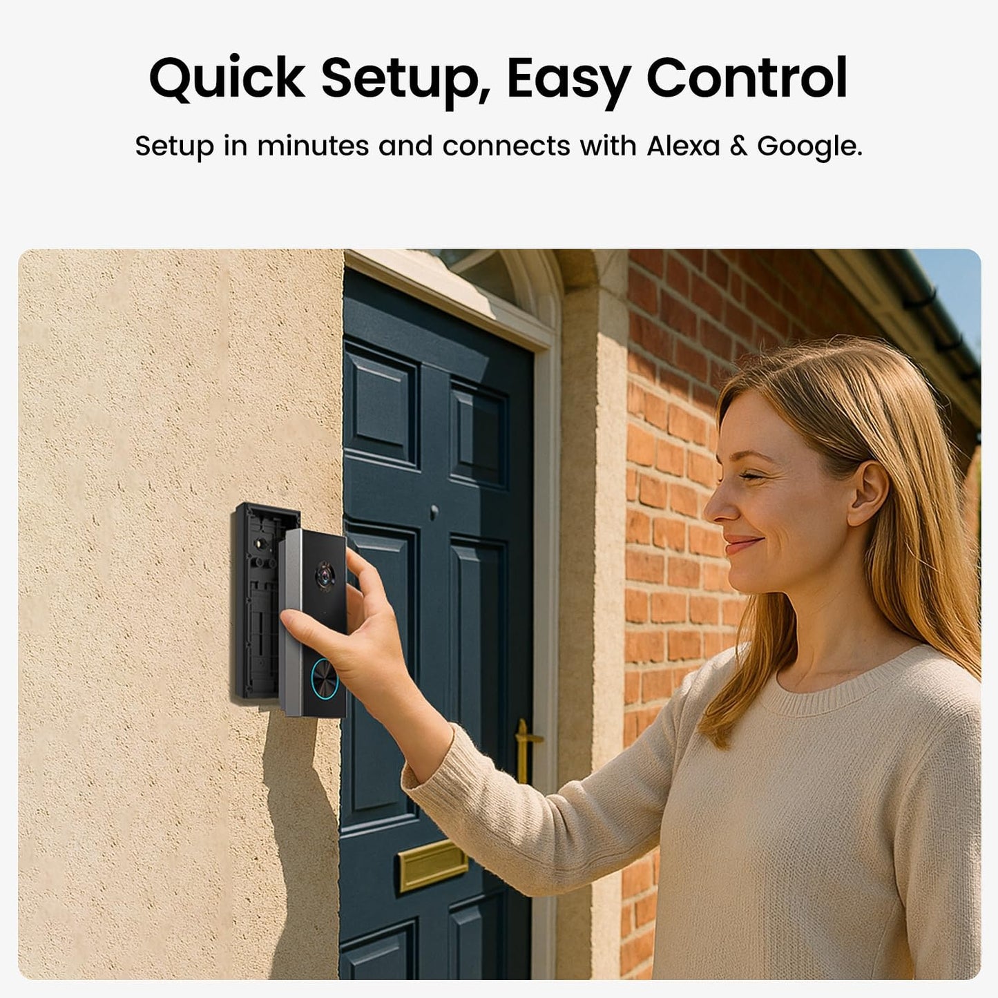 Doorbell Camera Wireless, aosu Battery-Powered Video Doorbell with Chime, 2K Resolution,Support local Storage,166° Ultra Wide Angle,180-Day Battery Life, AI Detection, Work with Alexa&Google Assistant