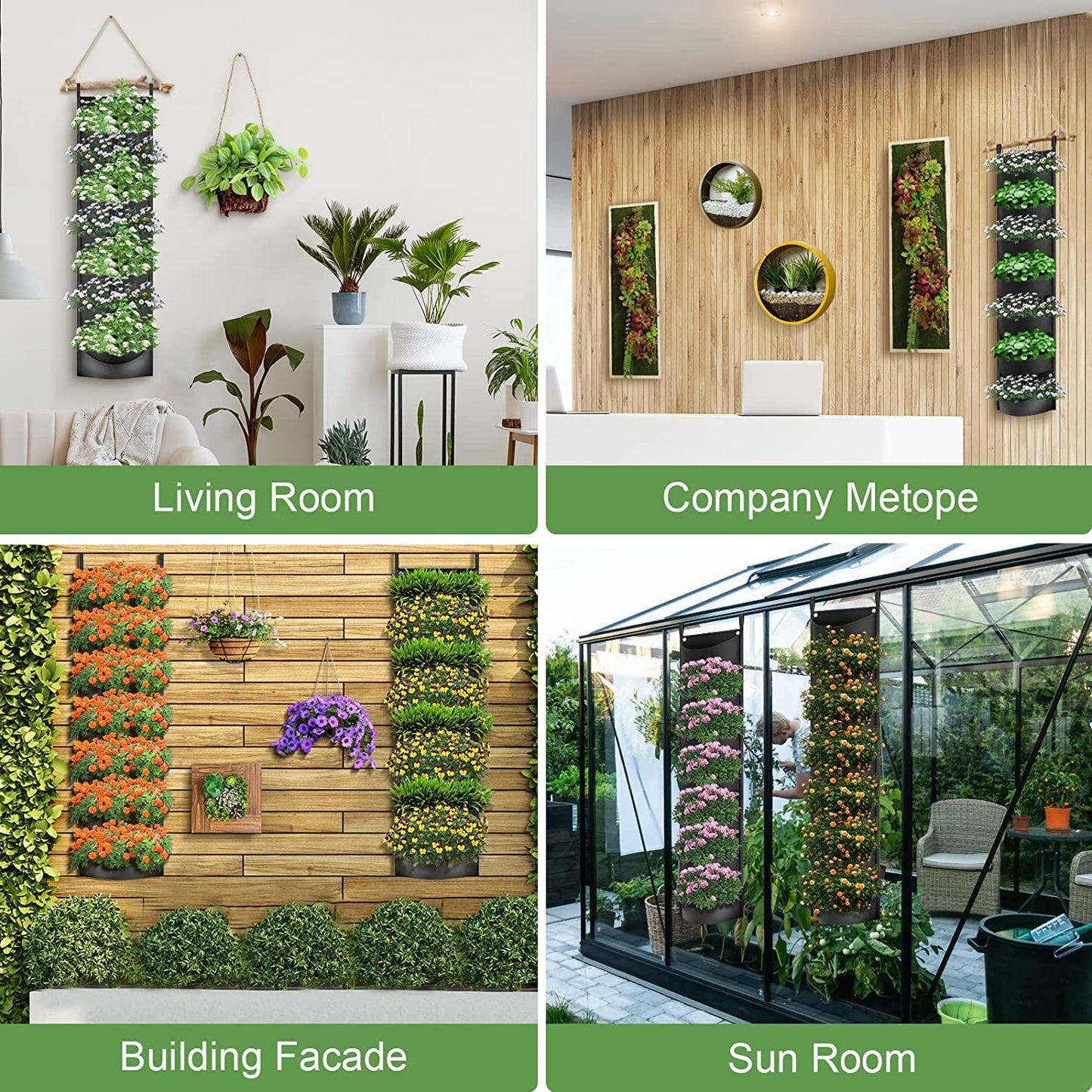 iPower 2-Pack Hanging Vertical Wall Planter 7 Pockets Upgraded Deeper Waterproof Herb Flower Growing Pouch Felt Cloth, for Yard Garden Fence Home, Balcony Office Decoration