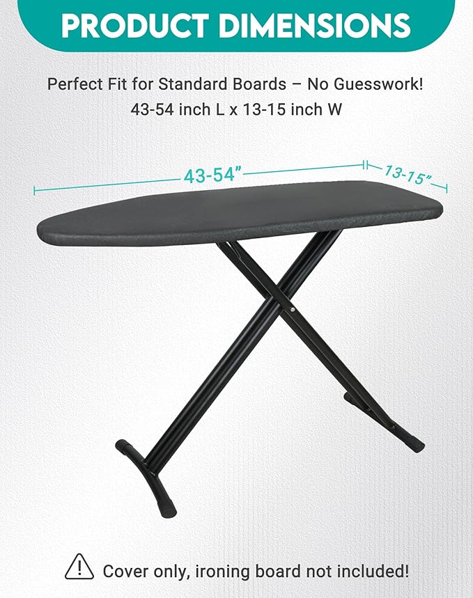 2025 Reinforced Ironing Board Cover and Pad, 15x54 Standard Size, Extra Thick