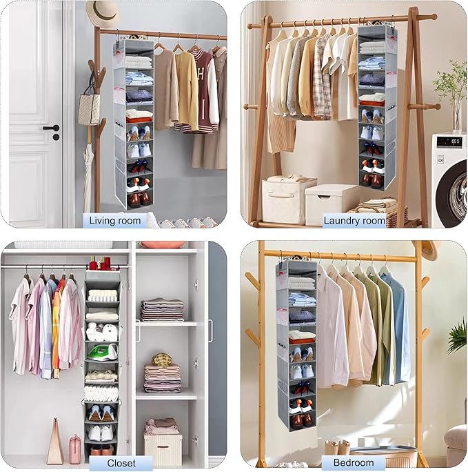 2 Pack Large-Sized Hanging Shoe Organizer 10-Shelf, Sturdy Hanging Closet