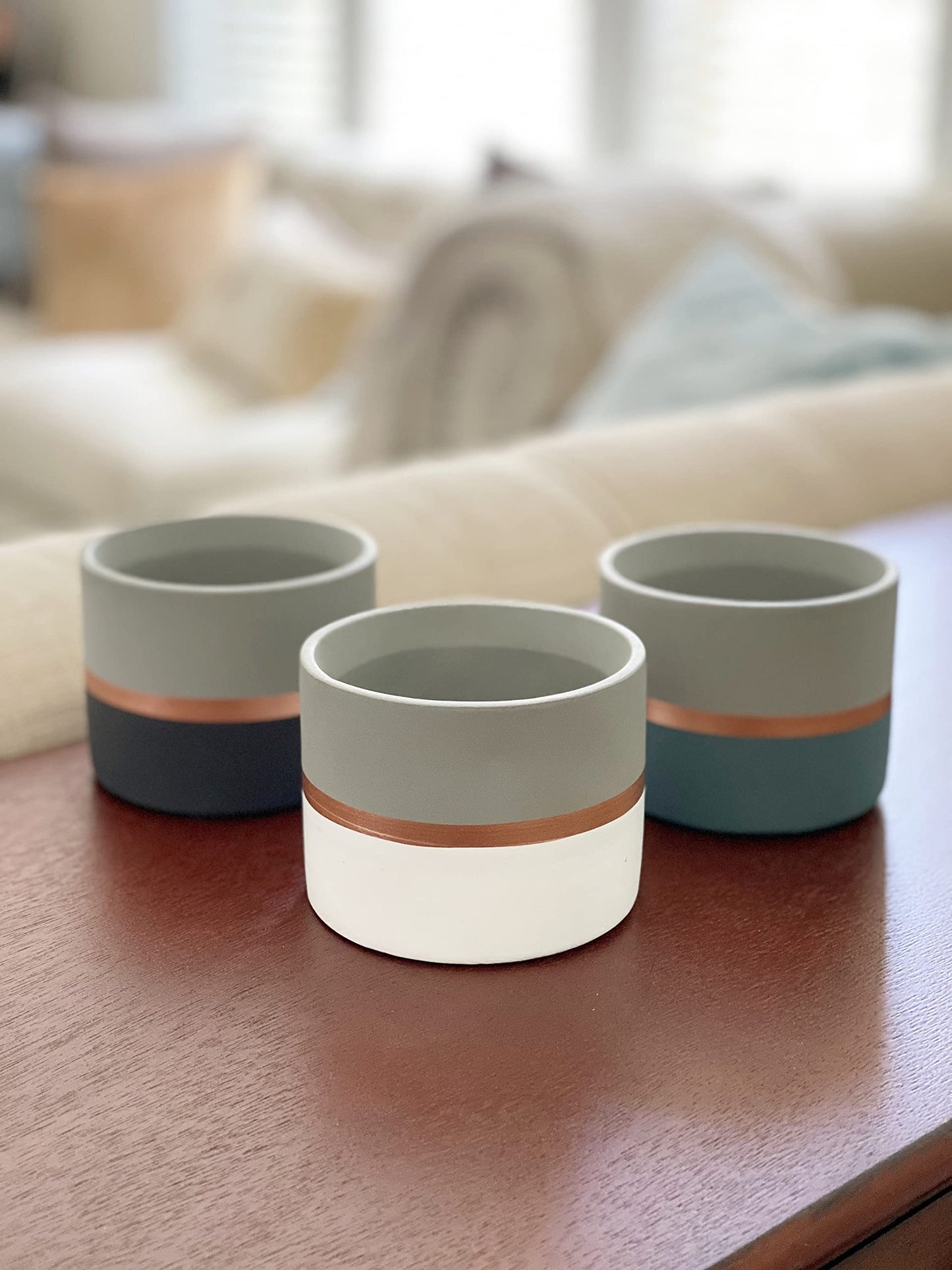 Chez JuJu Assorted Nordic Cement Succulent Pots 3.5" Planters with Drainage | 3 Pack