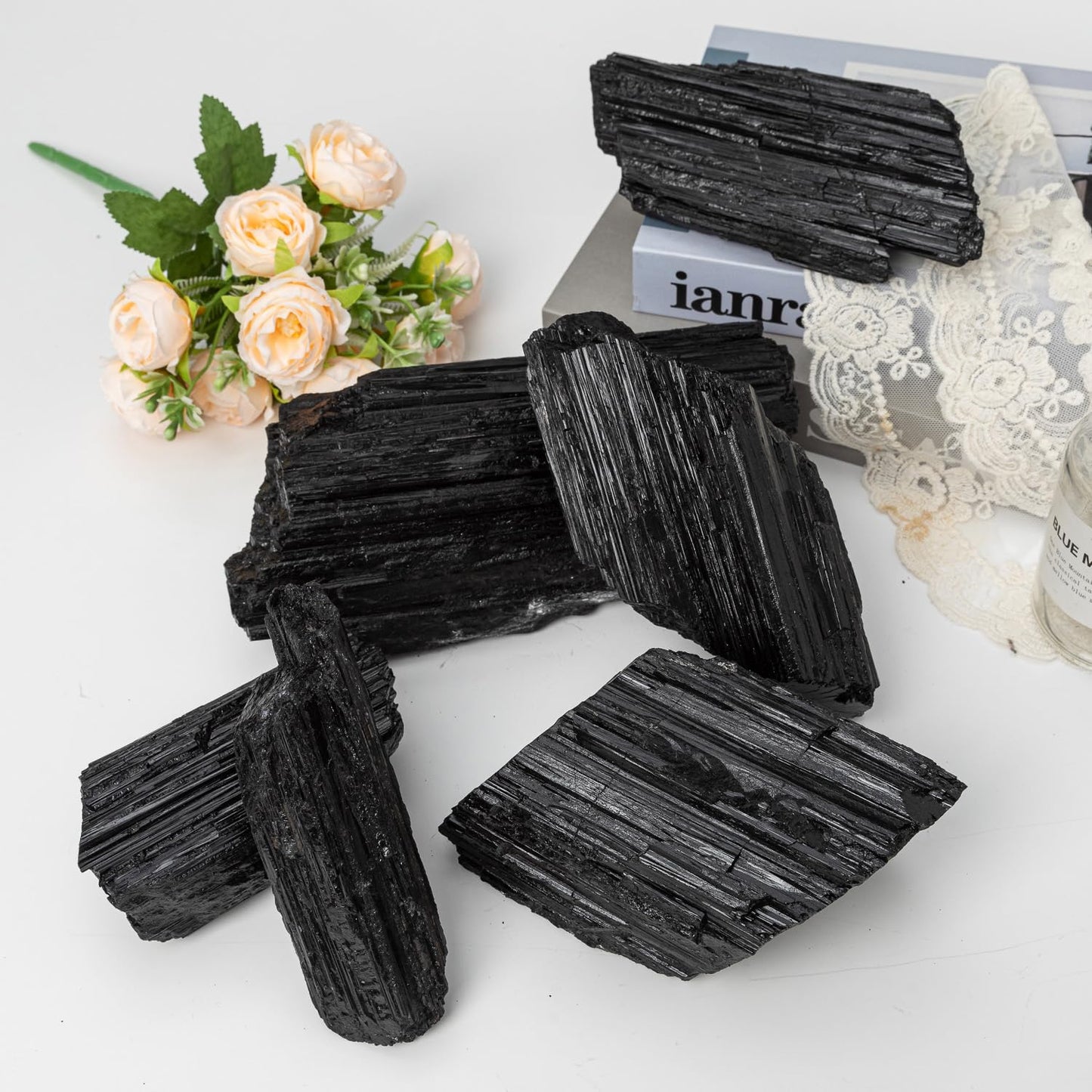 SMOHEAL Large Raw Black Tourmaline Crystal Natural Rough Stone Healing Crystals for Meditation Reiki Energy Decoration 4-6lbs