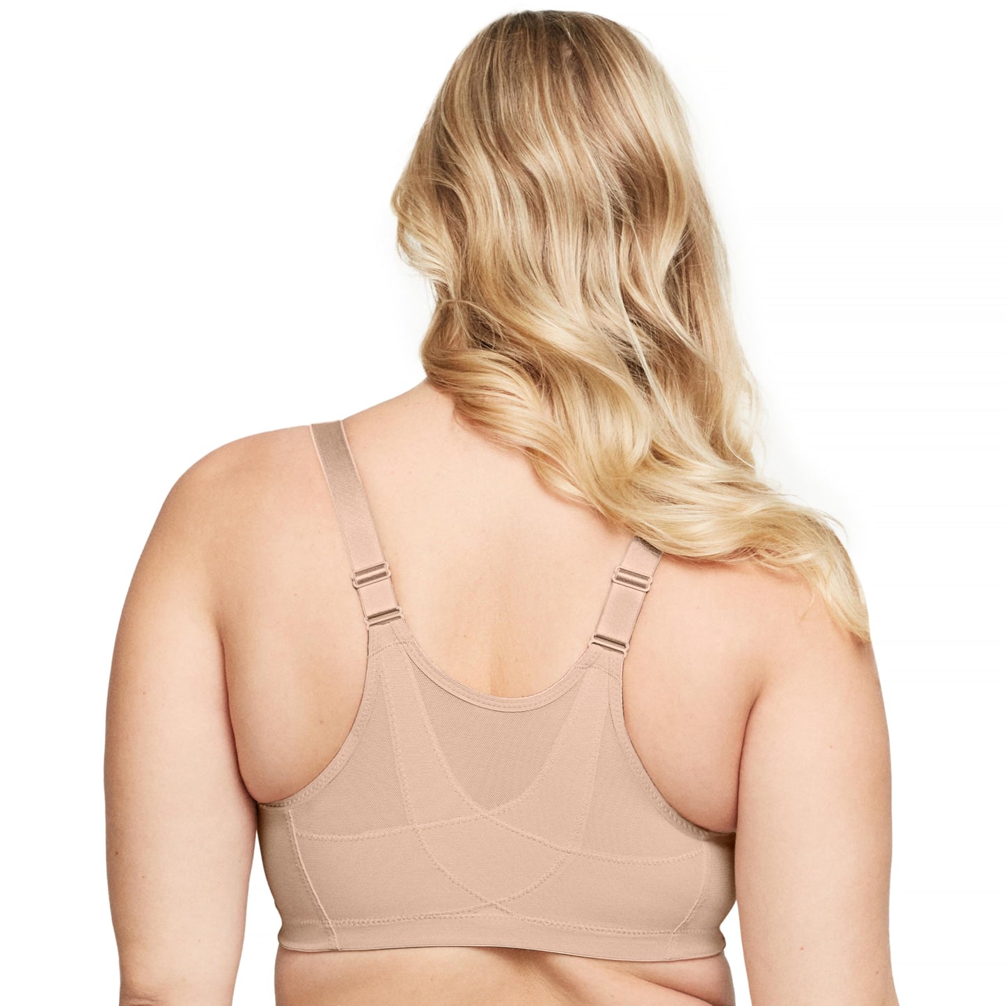 Glamorise Full Figure Plus Size MagicLift Front-Closure Posture Back Bra Wirefree #1265 Café 46DD