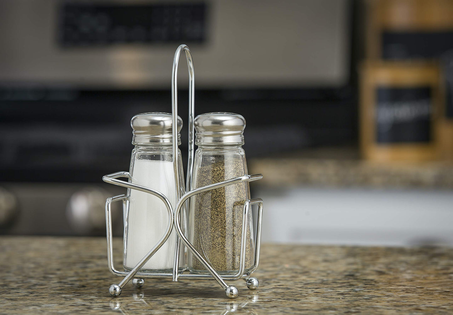Salt and Pepper Shaker Set with Rack