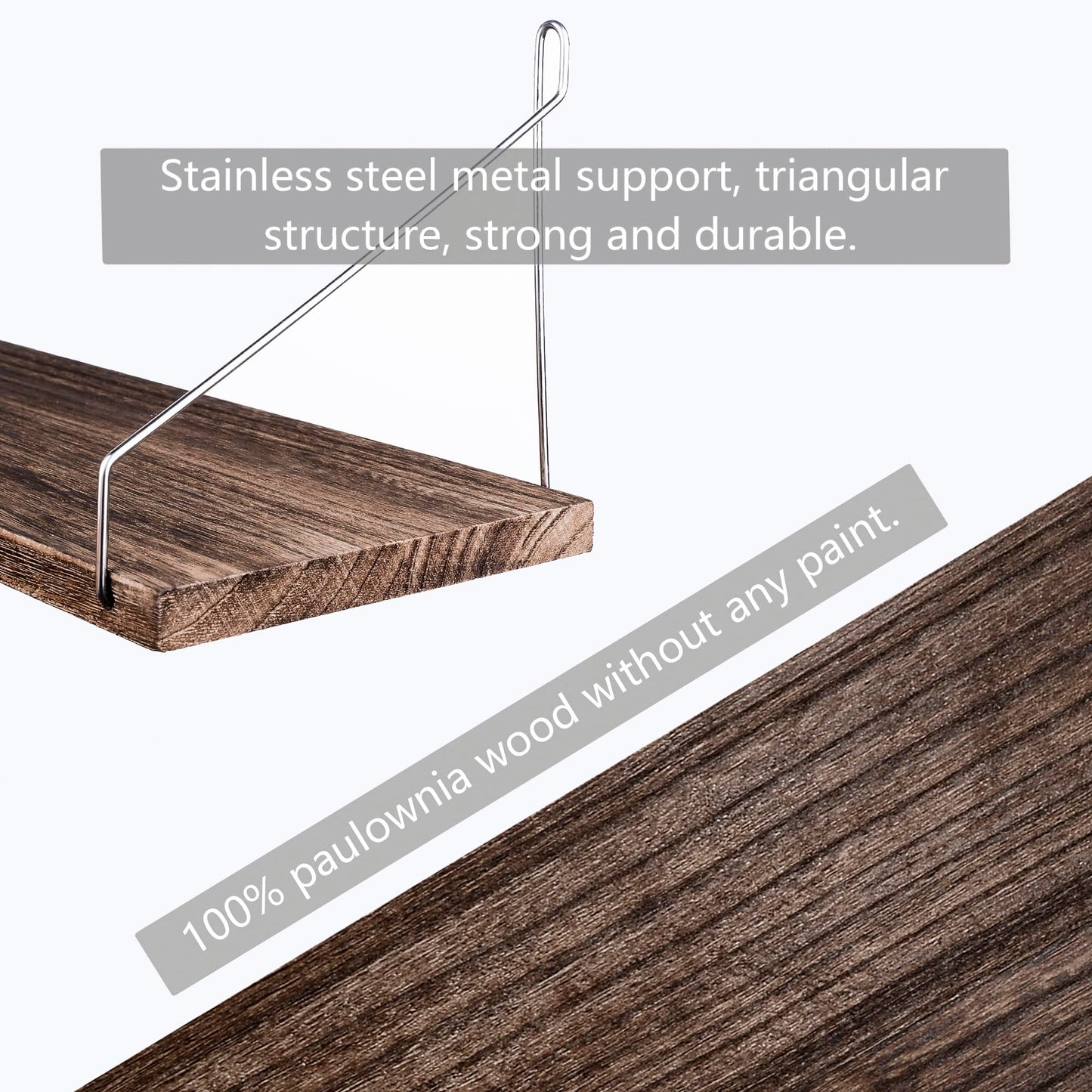 MITIME Floating Shelves Set of 3 Rustic Solid Wood Floating Shelf Wall Storage Shelves for Living Room, Bedroom, Bathroom, Kitchen Laundry, Office.no Drill Shelf.(Retro Color L+M+S)