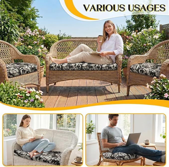 1 MIDDLE ONE Wicker Chair Cushions 3 Pieces Set