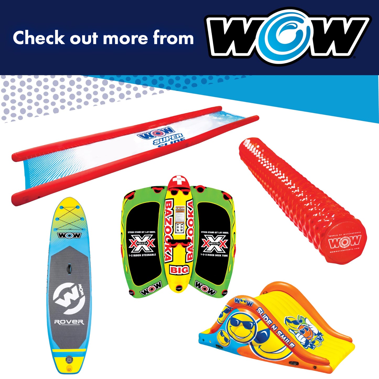 Wow Sports Thriller Towable Deck Tube - 1-2 Person - 340 lb Capacity - for Boating - Youth & Adults