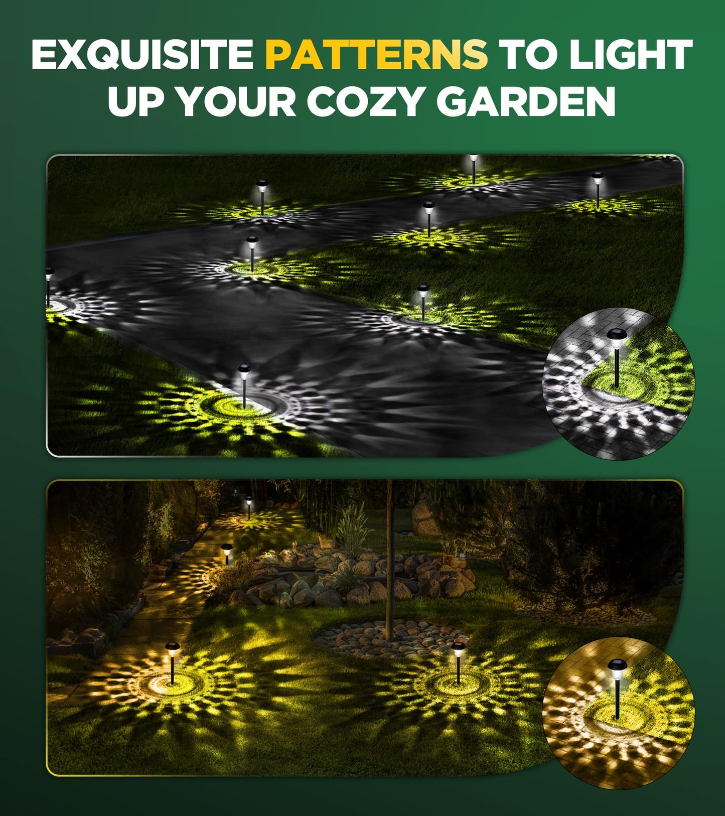 AUVERI 10 Pack Ultra Bright Solar Lights Outdoor Waterproof, from Dusk to Dawn Up to 12H Solar Light for Outside, Auto On/Off Solar Powered Garden Pathway Lights, Landscape Lighting (Cold White)