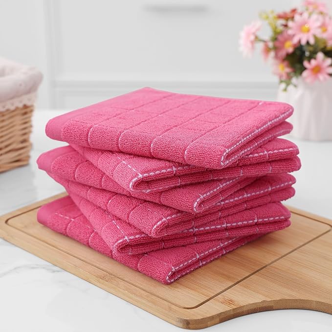 Homaxy 100% Cotton Terry Kitchen Dish Cloths, Ultra Soft and Absorbent Dish