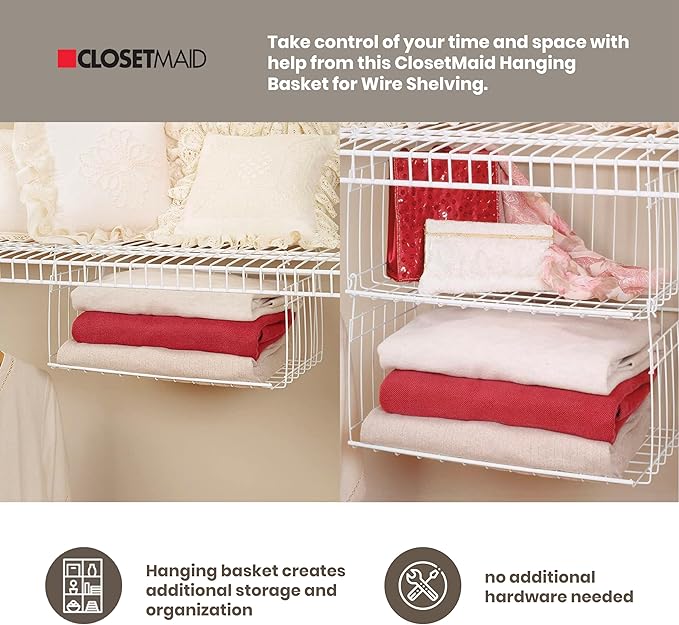 ClosetMaid 17 Inch Wide Hanging Basket Wire Shelving Accessory