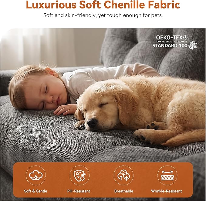 MONVANE 75.6" Convertible 3 Seater Sofa, Comfy Chenille Cloud Couch