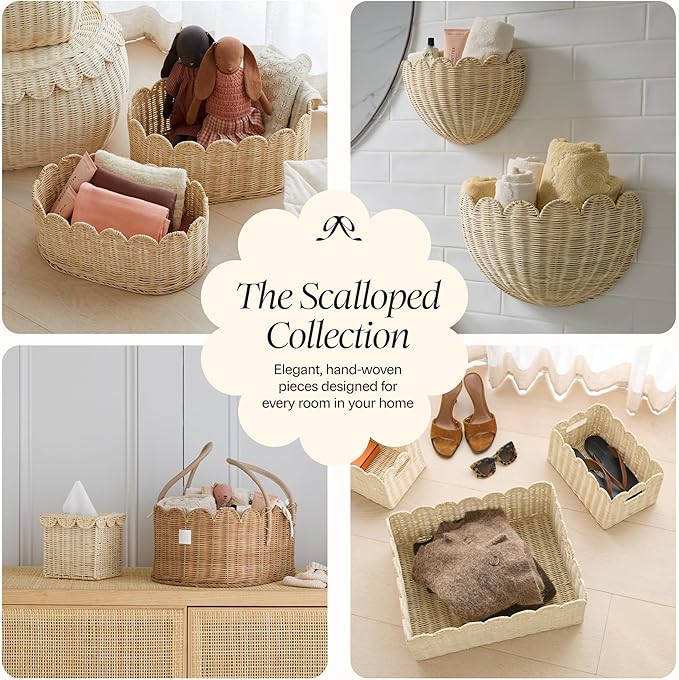 BEBE BASK Scalloped Wicker Wall Basket