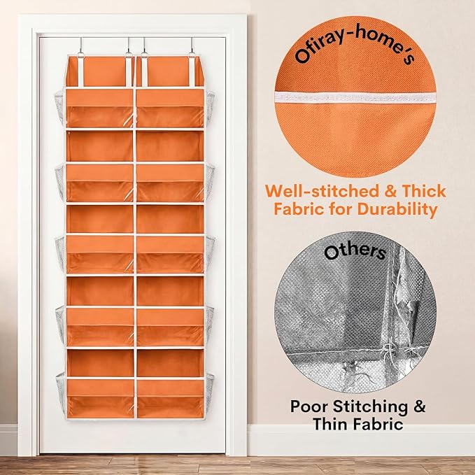 Over The Door Organizer 5 Tiers, Extra Large Behind Door Storage of 10