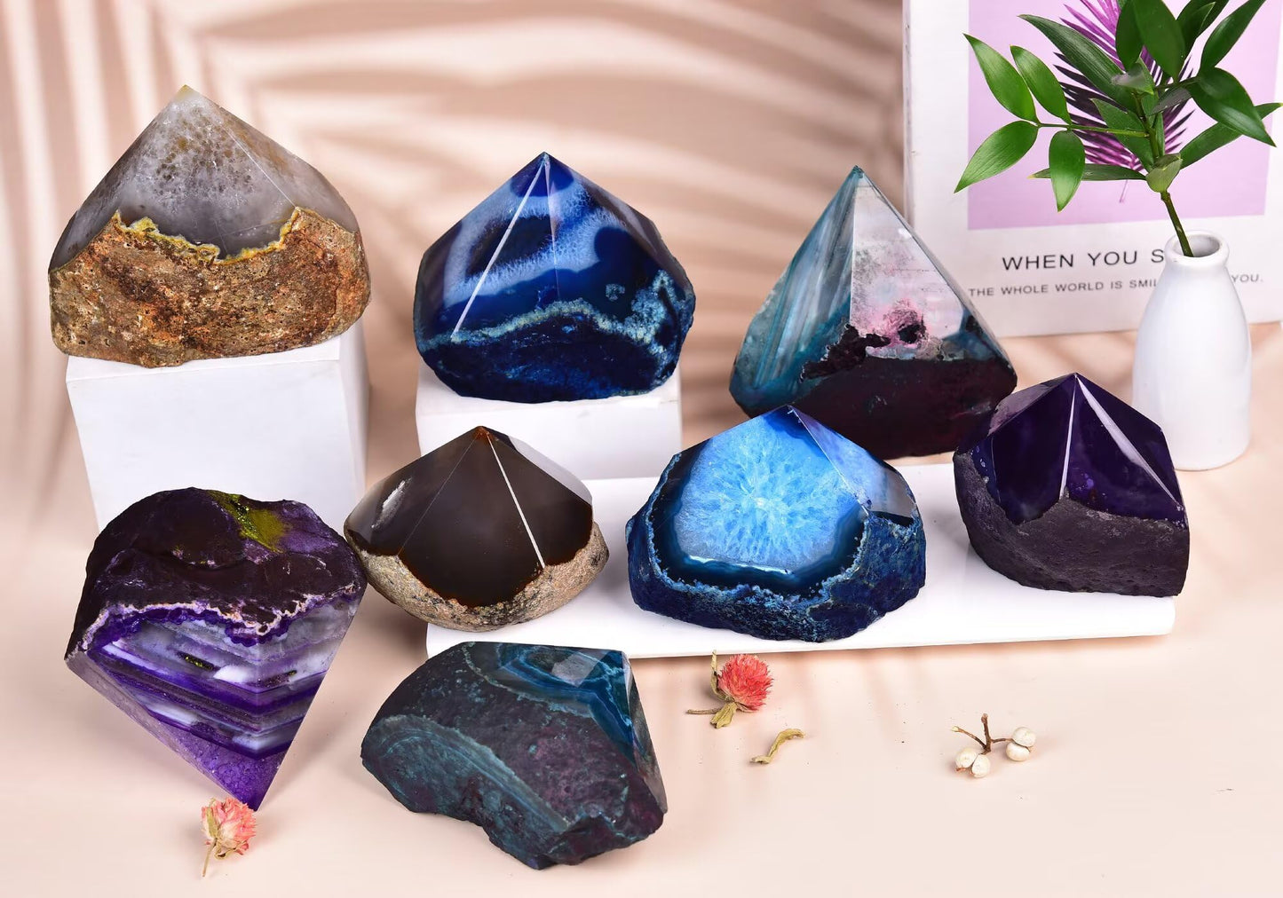 CNYANFEI Dyed Teal Agate Tower Irregular Crystal Wand 0.6-1.1 lbs