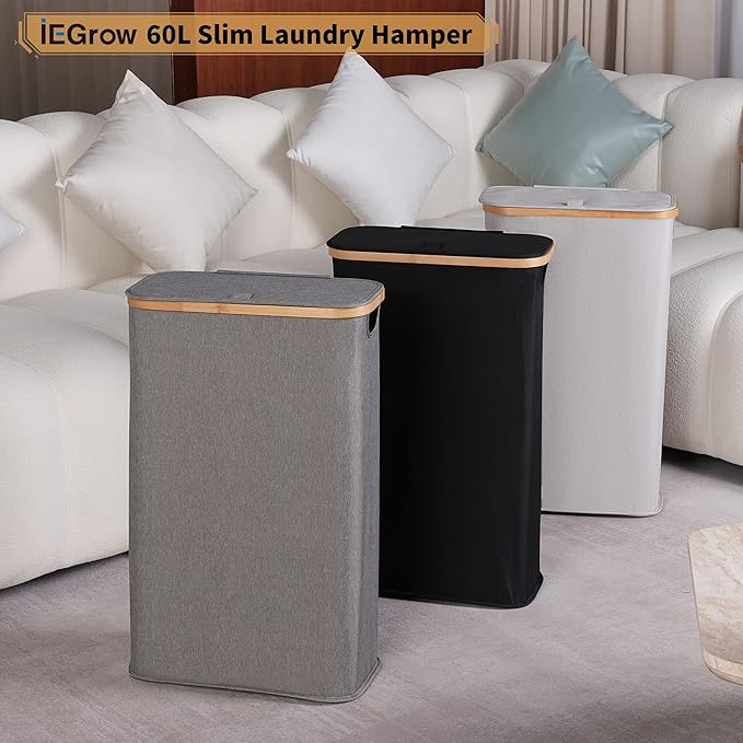 60L Slim Laundry Hamper, Narrow Laundry Basket
