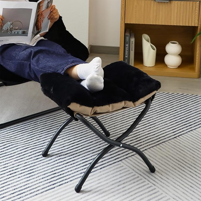 15" Folding Ottoman, Foldable Footrest Stool, Portable Small Foot Stool