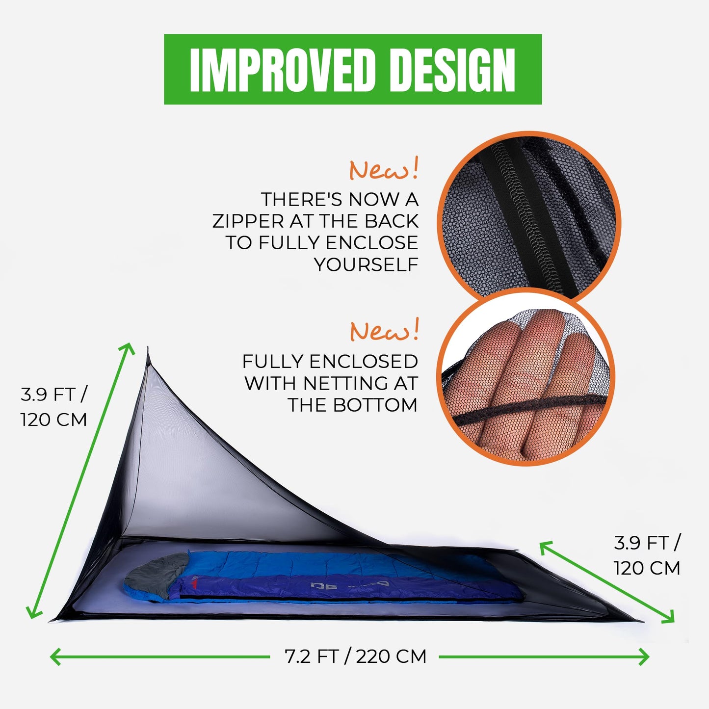 MEKKAPRO Mosquito Netting for Camping with Carry Bag, Mosquito Net Tent, Compact and Lightweight Bug Net for Camping, Mosquito Netting for Bed, Fits Sleeping Bags, Tent, Bed (Single)