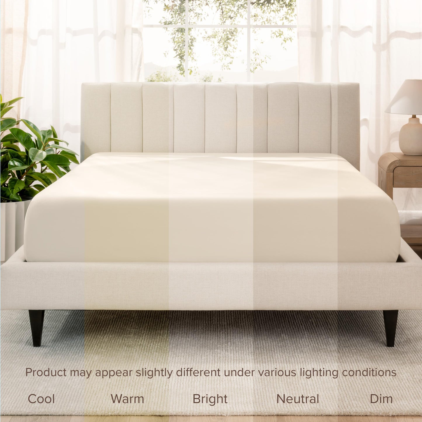 Bare Home 100% Organic Cotton Sateen Fitted Sheet - 400 Thread Count - Smooth Sateen Weave - Breathable & Cooling - Hotel Luxury - Durable Fitted Sheet - Deep Pocket (King, Sand)