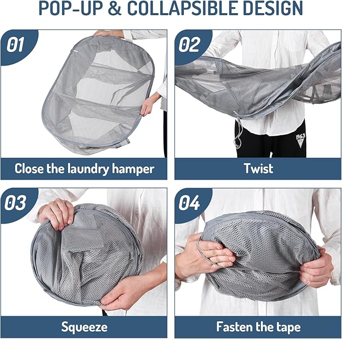 Seiritex Mesh Popup Laundry Hamper 3 Compartment Sortable Horizontal