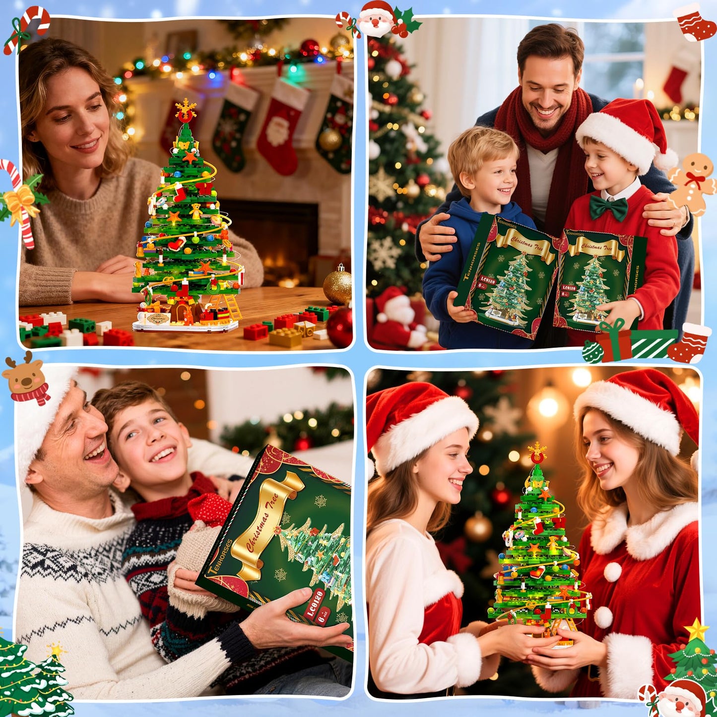 Christmas Tree Building Block Set with Light Kit, Building Toy Compatible with Christmas Sets, Xmas Tree Holiday Decoration for Kids Ages 8-14, Stocking Stuffer Gift for Boy Girl Adults (661PCS)
