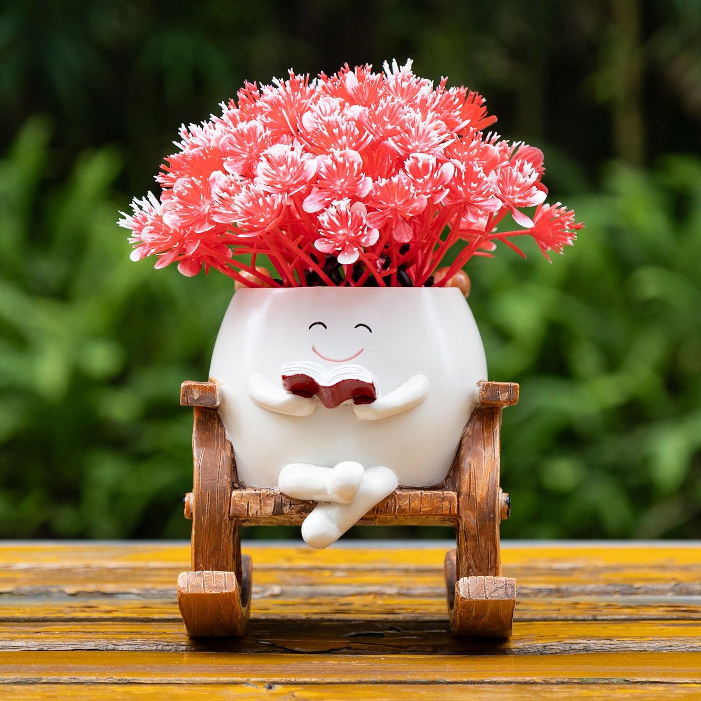 MUZZIOU Smiley Face Planter Pots, Cute Rocking Chair Pot for Plants, Funny Flower Pot for Succulents with Drainage Hole Indoor & Outdoor, Gift Ideal for Lover Mother Grandma Friends(Rocking Chair Pot)