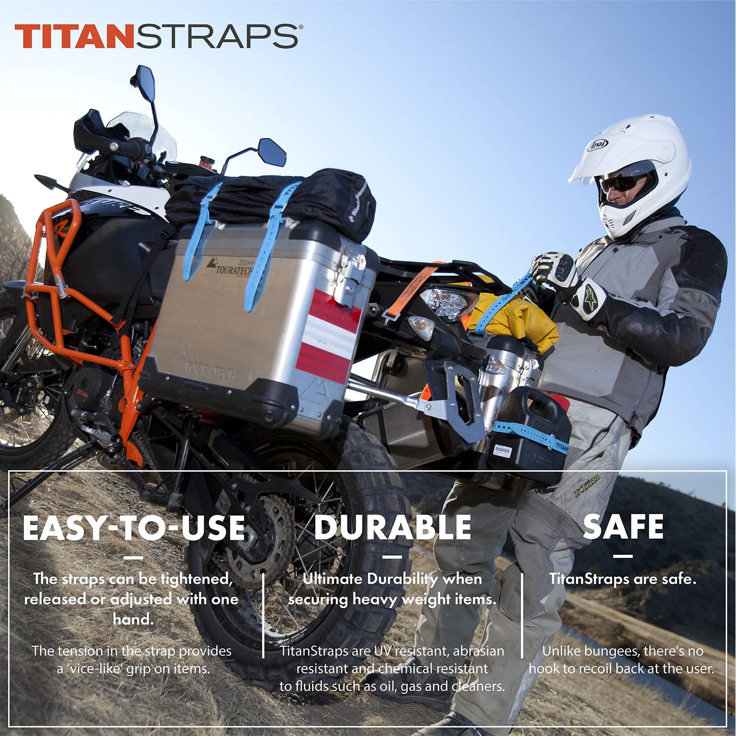 Titan Industrial Straps – Strong & Simple Tie-Downs for Construction (Welders, DIY Home) & 1st Responders – 3 Year Warranty, Batch Tested – 70 lb. Working Load, 30" Length, Black, 2-Pack