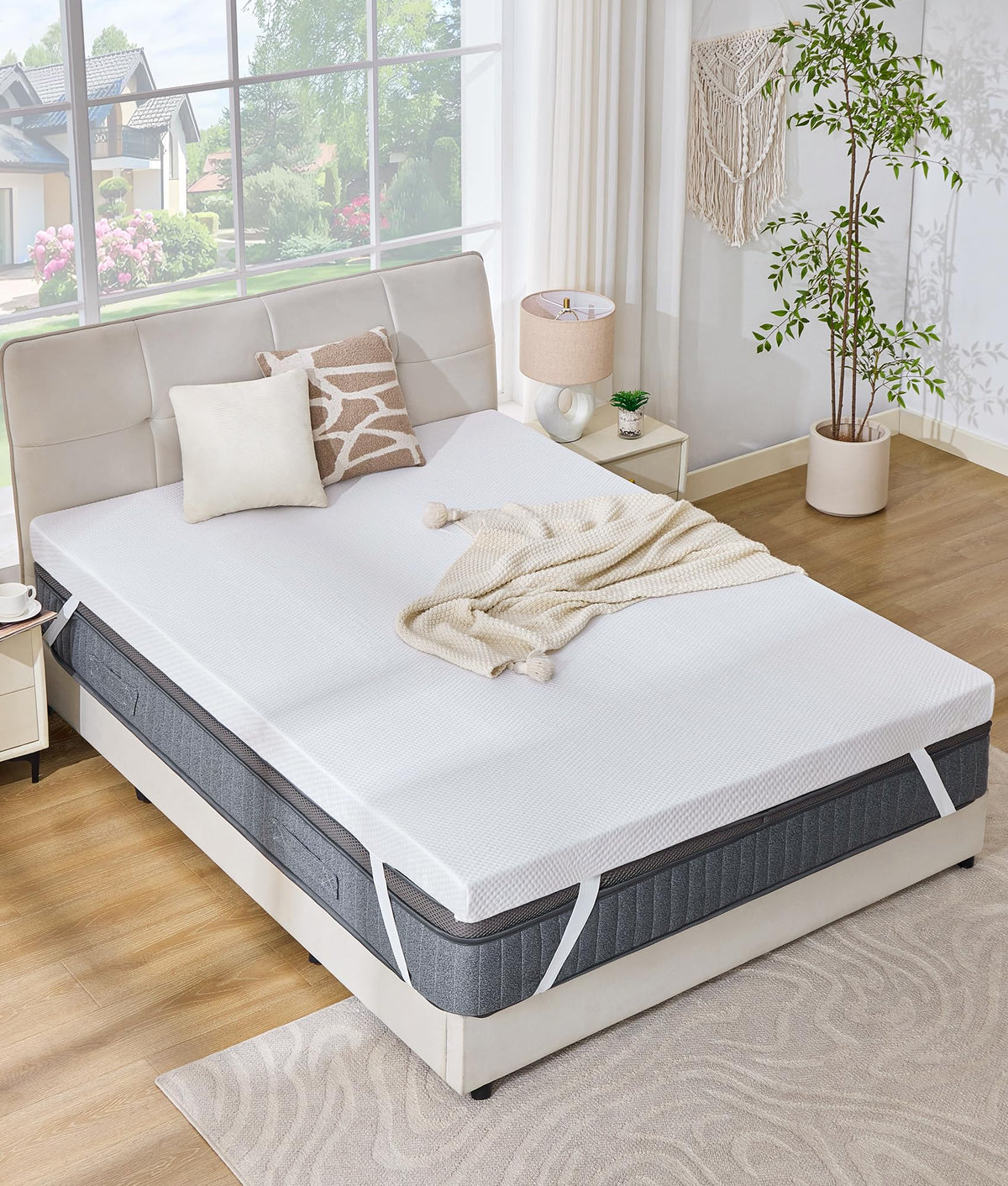 SINWEEK 3 Inch Memory Foam Mattress Topper Full Size with Breathable Bamboo Cover, Pressure Relief Mattress Pad to Revitalize Old or Sagging Beds, Non-Slip and Machine Washable for Easy Care