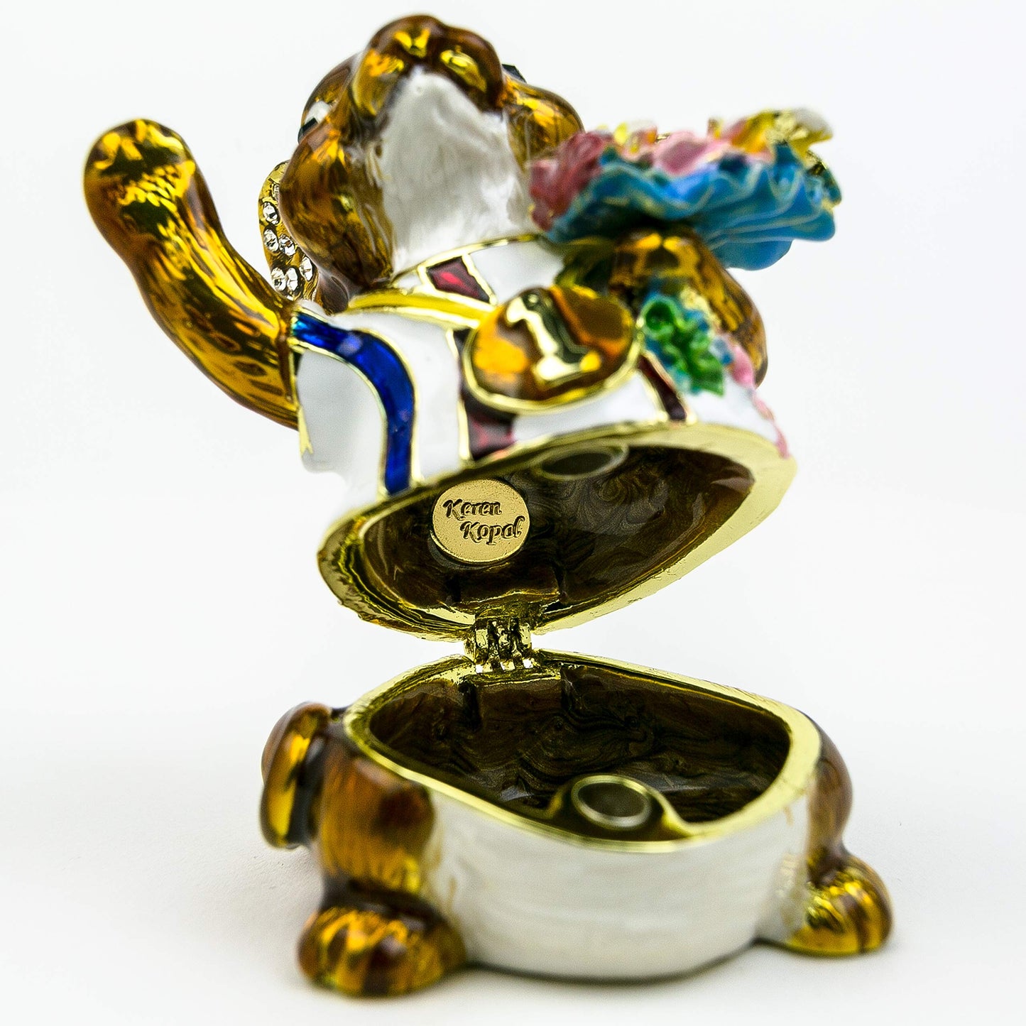 Keren Kopal Winner Mouse Trinket Box Decorated with Crystals Jewelry Storage Stash Handpainted Animal Figure Gift Idea for Home Decoration
