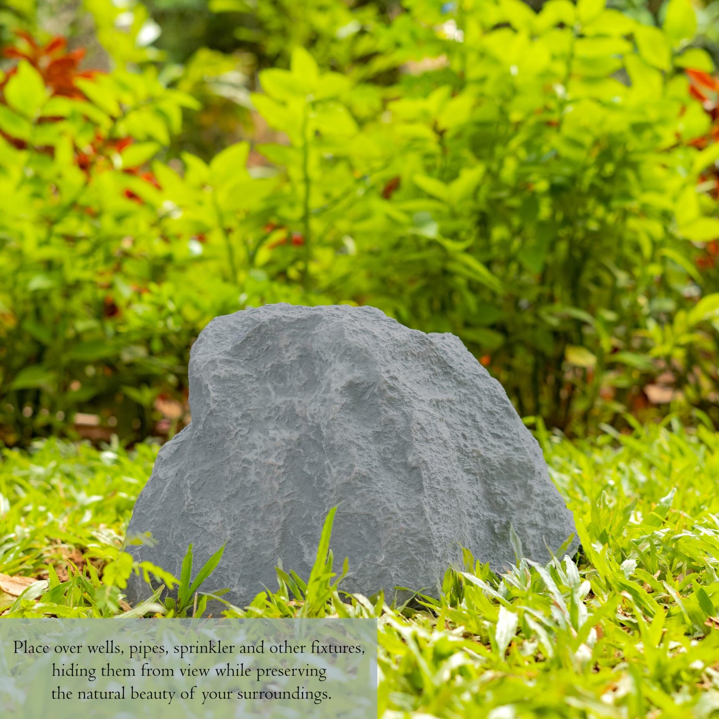 Gardenised Decorative Outdoor Weather-Resistant Artistic Artificial Faux Stone Rock, Garden Patio Granite Grey Fiberglass Stone, Charm Shaped