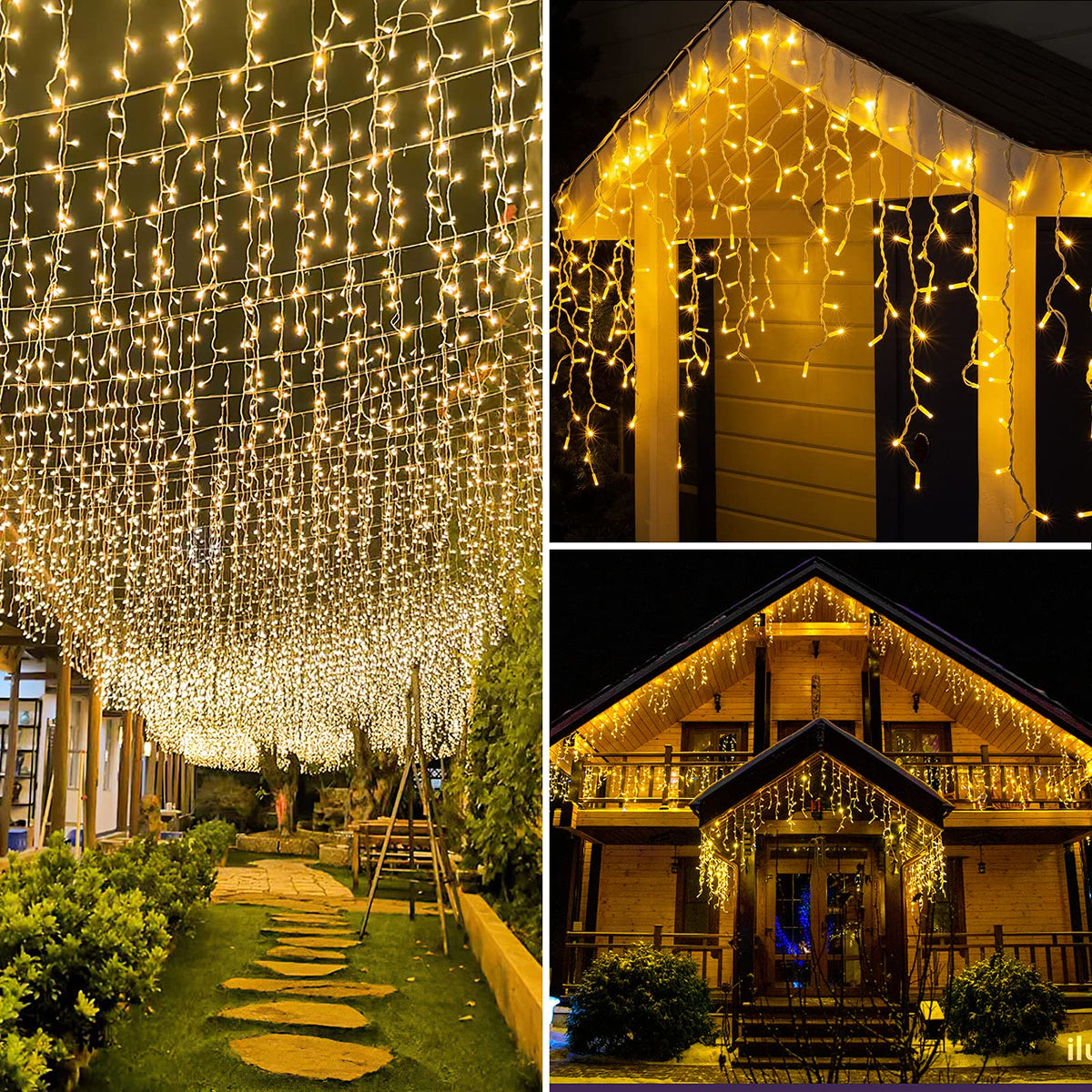 AGIRL 400 LED Icicle Lights Outdoor 32.8Ft 75 Drops Icicle Christmas Halloween Lights 8 Modes Waterproof Fairy String Lights for Indoor Bedroom Garden Wedding Porch Decoration