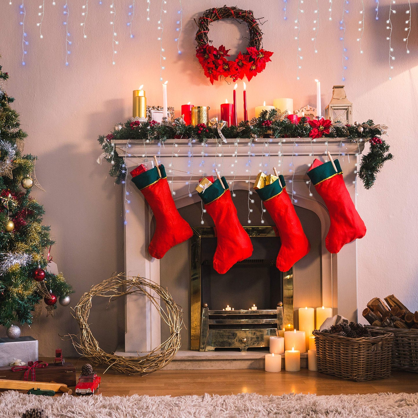 Christmas Workshop 78650 360 Icicle LED Outdoor Christmas Lights | 8.5 Metres | Blue & White Colour | Indoor & Outdoor Fairy Lights | Weddings & Gardens | 8 Functions | Mains Powered