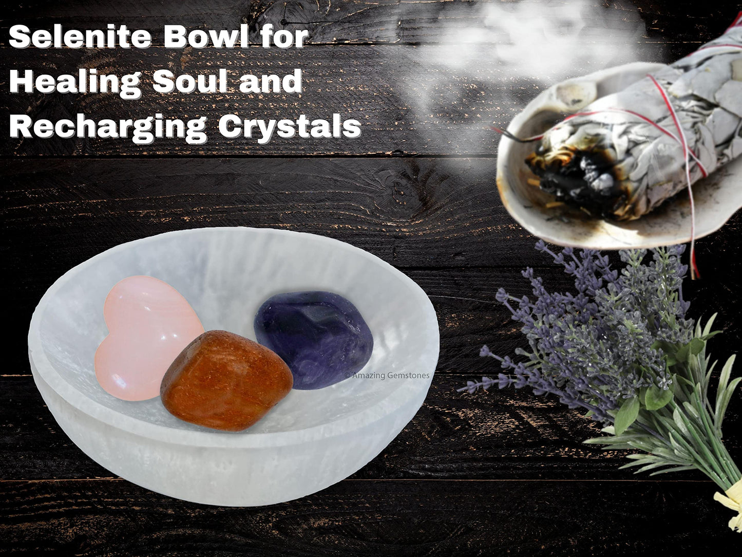 Amazing Gemstone Selenite Bowl - 4" Round Selenite Crystal to Charge your Healing Stones and Crystals - Selenite Charging Plate Bowl