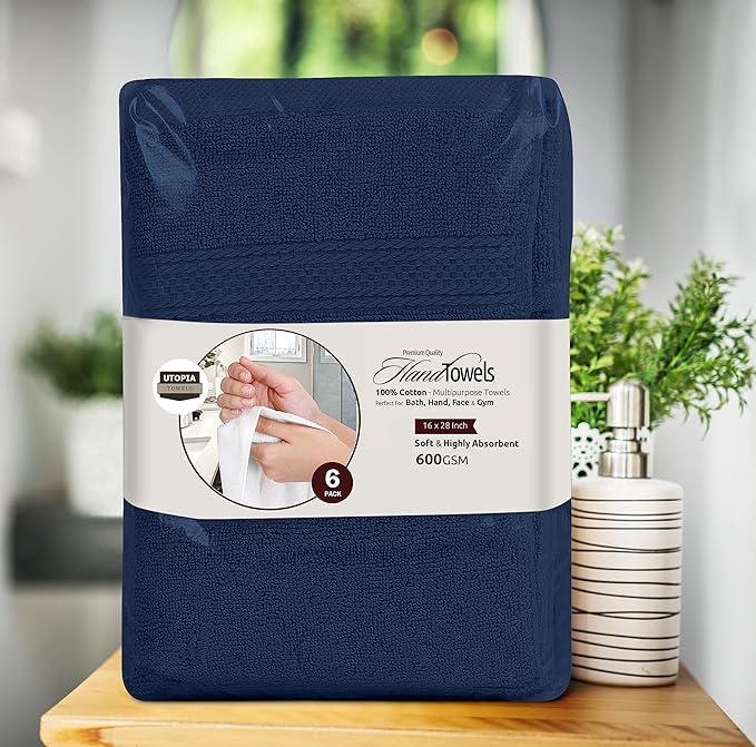Utopia Towels [6 Pack Premium Hand Towels Set, 100% Ring Spun Cotton, Ultra